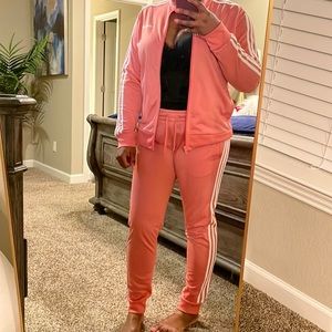 Pre owned salmon colored adidas jogger set